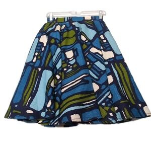 Vtg 60s 5th Avenue Designs Circle Skirt XXS/XS/00/0 Blue Barkcloth MCM READ USA